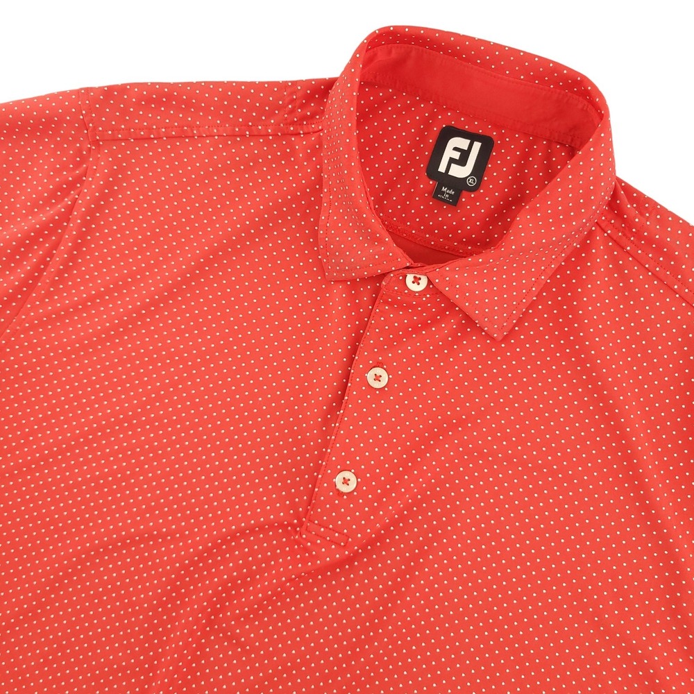 FootJoy Golf Polo Shirt Mens XL Red Polka Dot Stretch Short Sleeve Performance